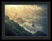 Benijo Beach Framed Print - black mat and black frame extra large size