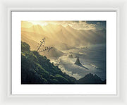 Benijo Beach Framed Print - white mat and white frame medium size