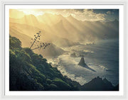 Benijo Beach Framed Print - white mat and white frame gigantic size
